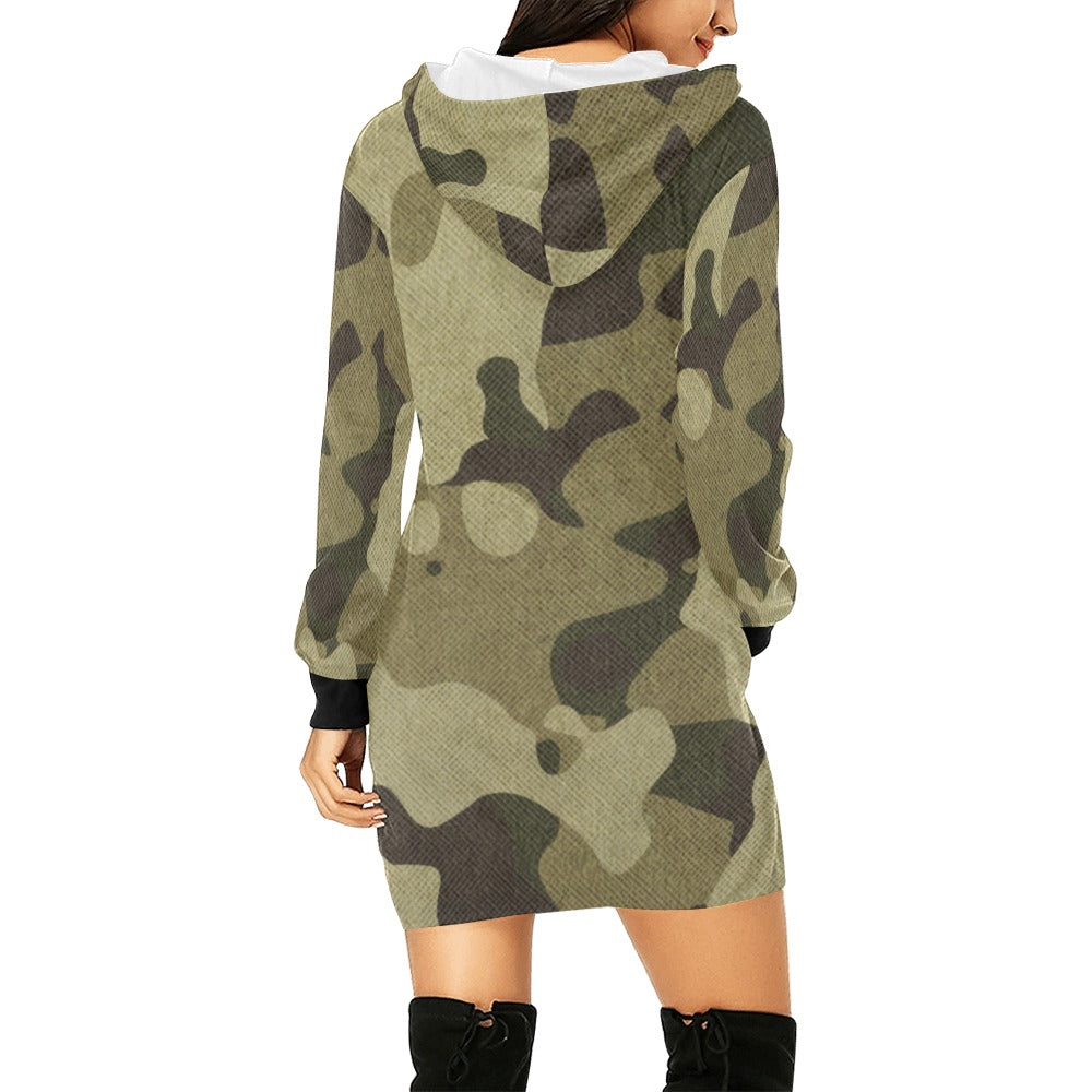 Camo Hoodie Dress | Green Fabric Camouflage