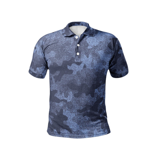 Camo Golf Shirt | Denim Blue Camouflage