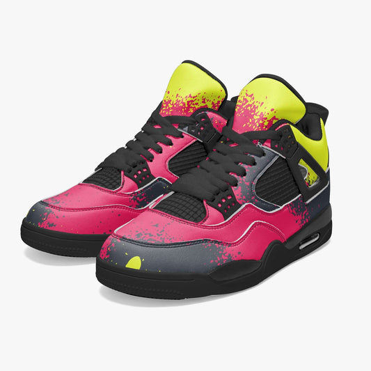 Graffiti Spray Jordans AJ4 | Red, Black and Yellow Sneakers