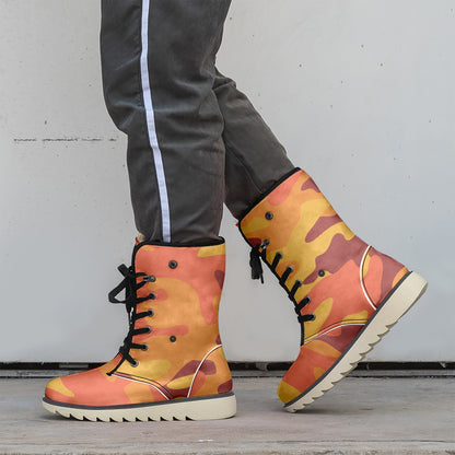 Camo Boots | Orange & Red Cotton-Pad Fur Lining