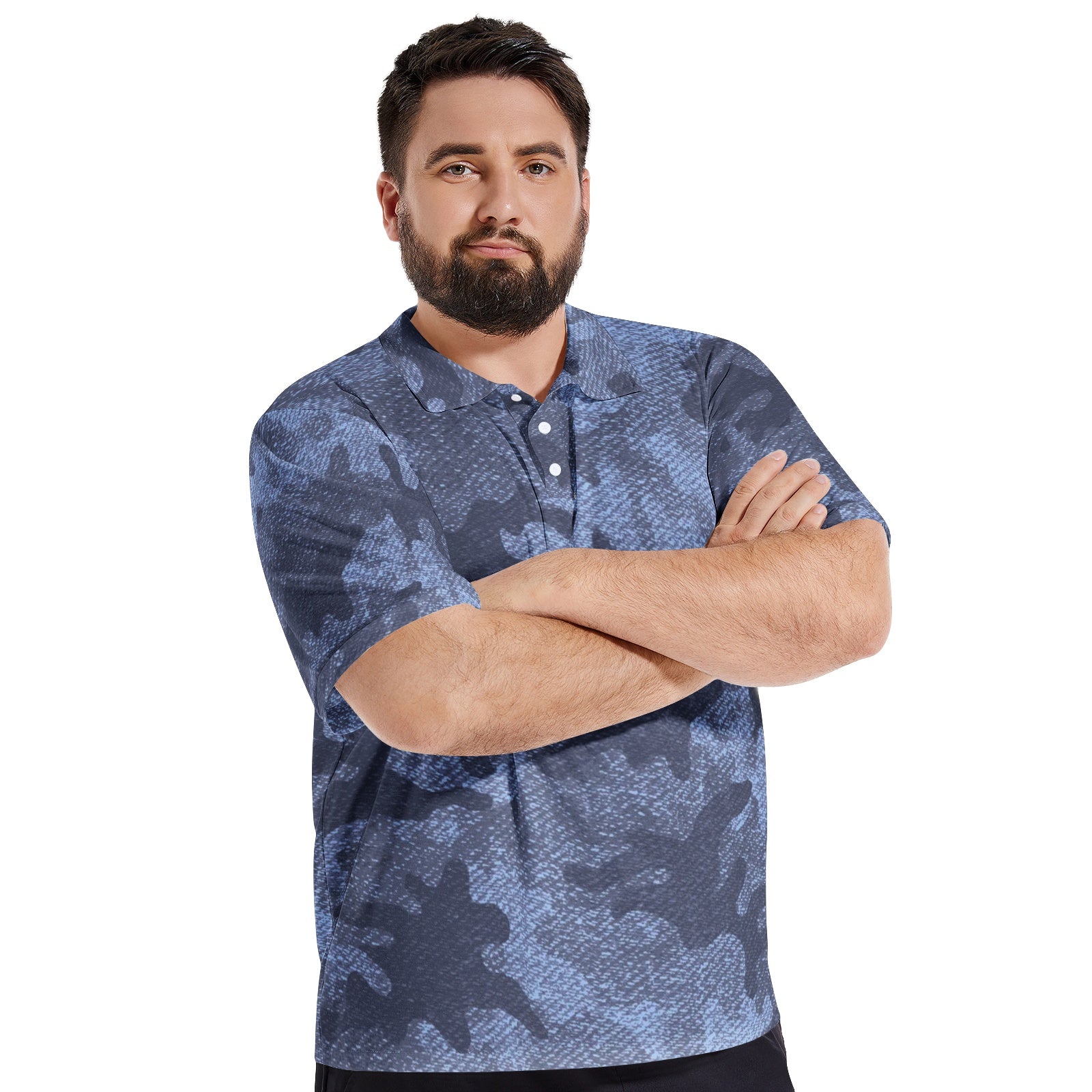 Camo Golf Shirt | Denim Blue Camouflage