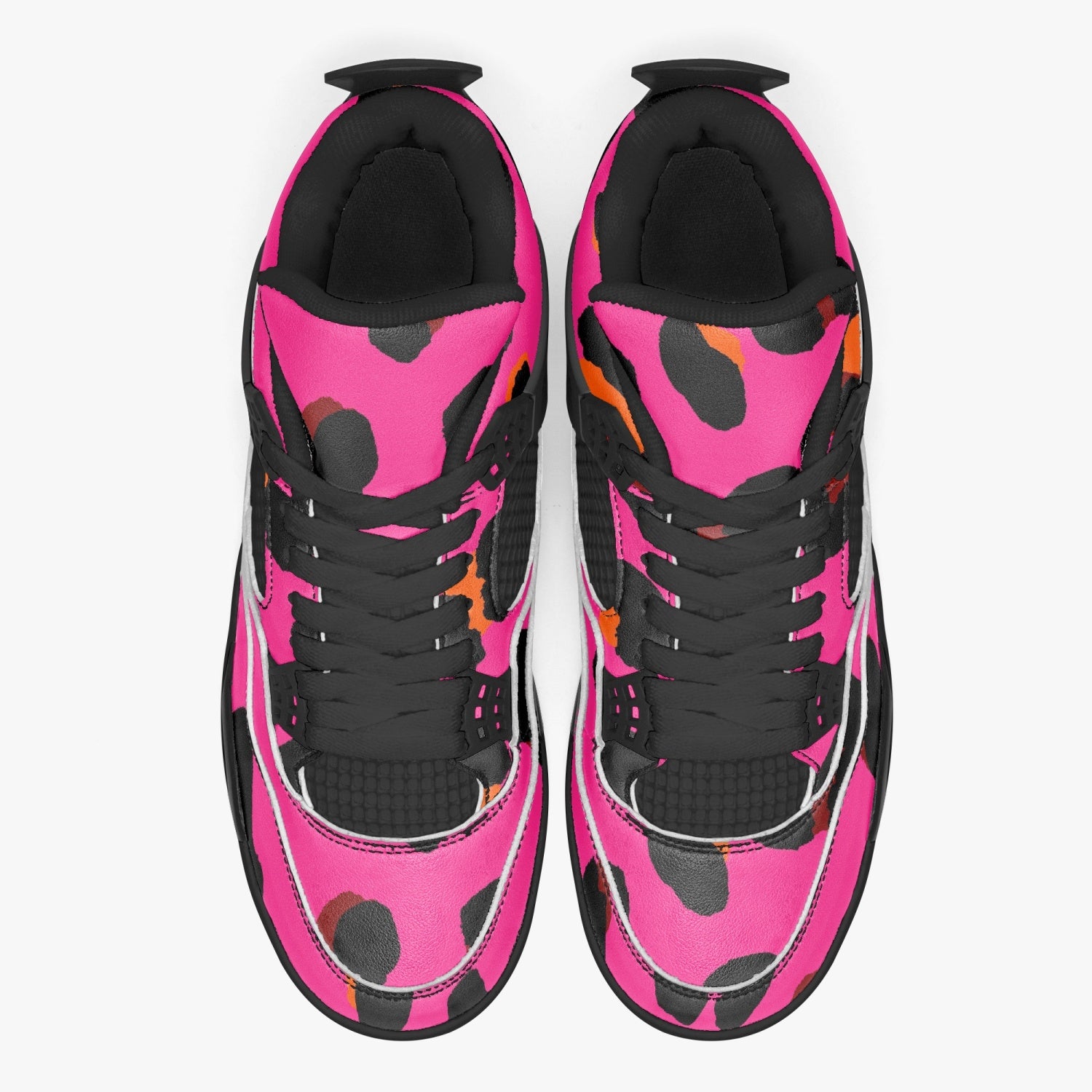 Leopard Jordans AJ4 | Cerise Pink, Orange and Black Pattern