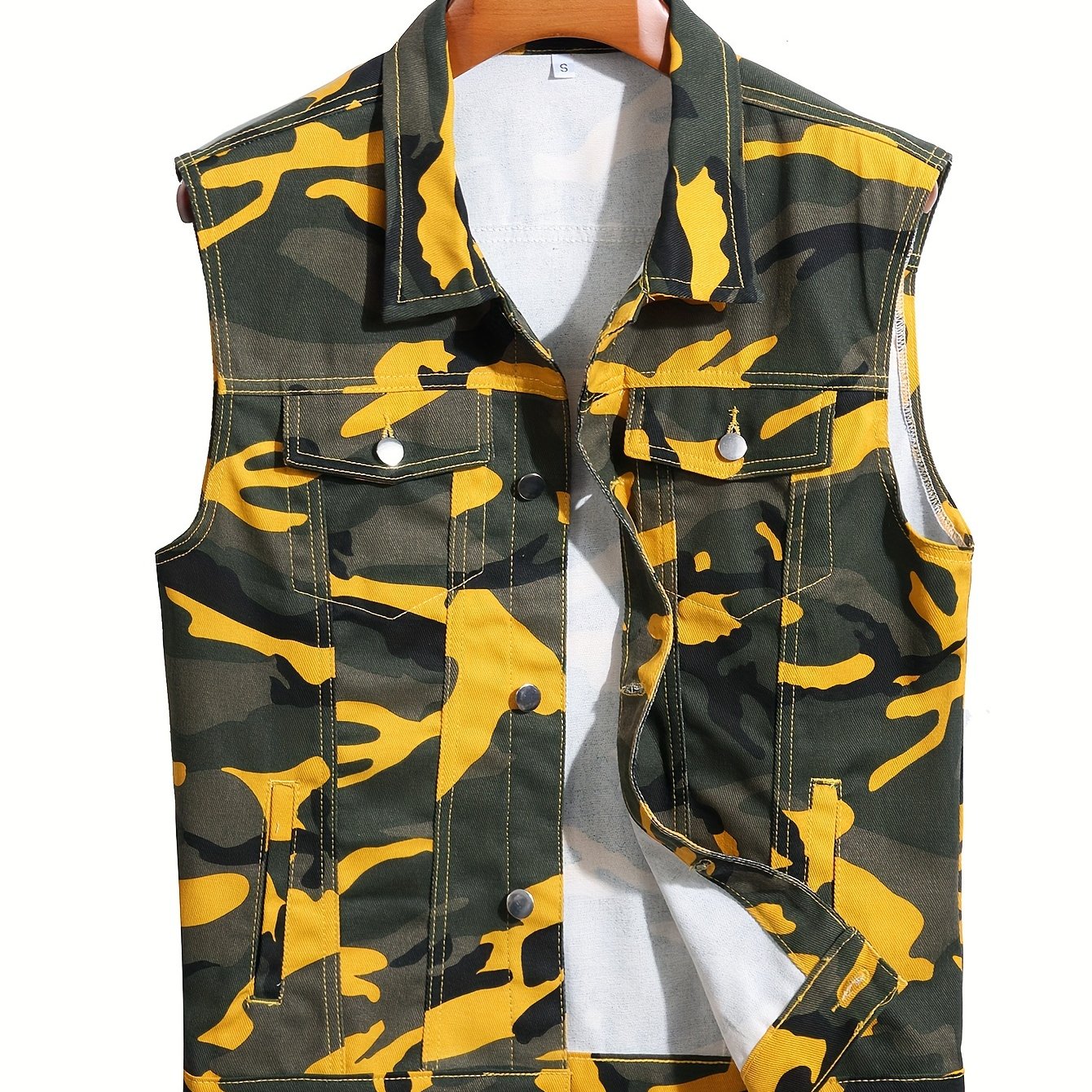 Men's Camo Denim Vest | Lightweight, Sleeveless Jacket