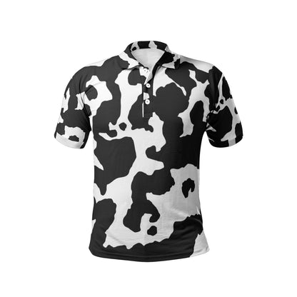 Camo Golf Shirt | Black & White Cow Camouflage