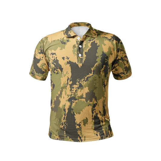 Men's Camo Golf Shirt | Desert Green Watercolor Camouflage