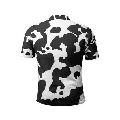 Camo Golf Shirt | Black & White Cow Camouflage