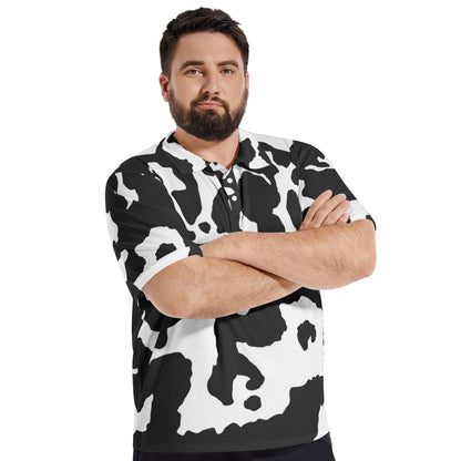 Camo Golf Shirt | Black & White Cow Camouflage