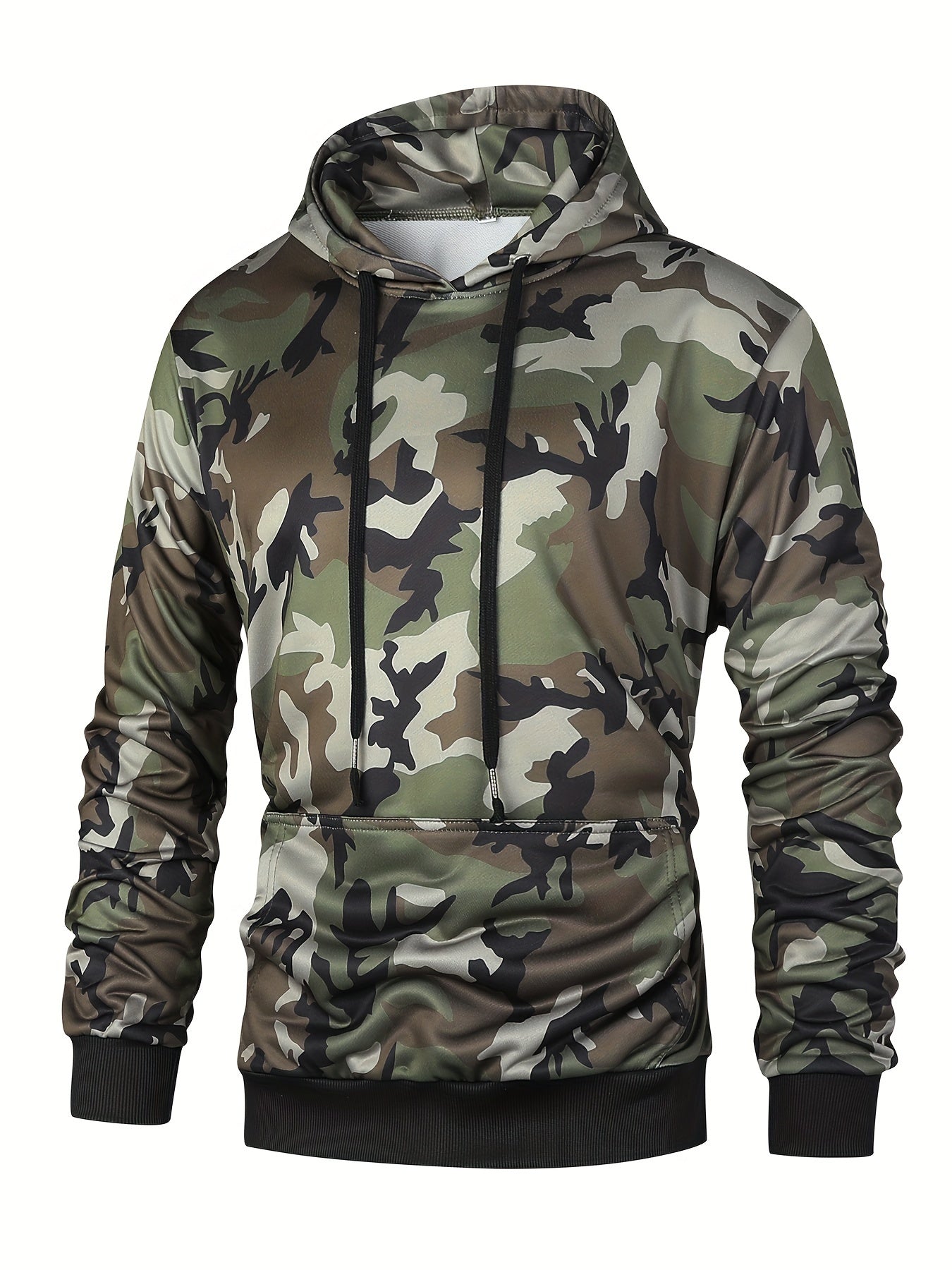 Men's Camo Hoodie | Long Sleeves Sweatshirt With A Kangaroo Pocket