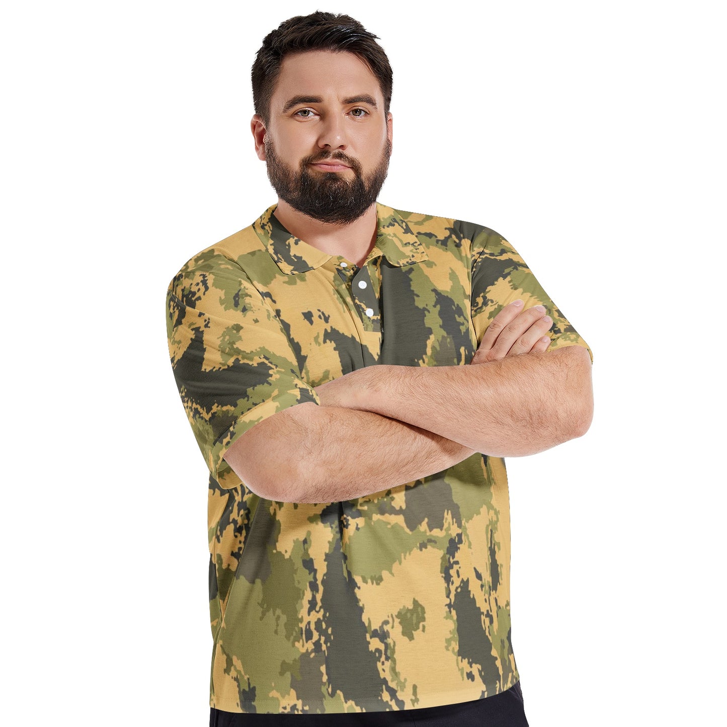 Men's Camo Golf Shirt | Desert Green Watercolor Camouflage