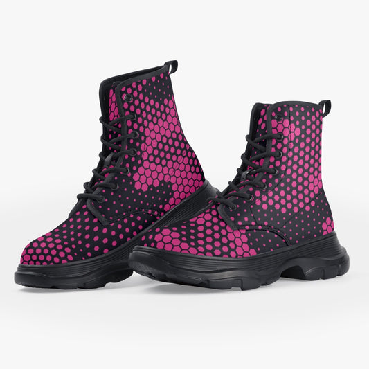 Chunky Boots | Leather in Digital Pink Camouflage