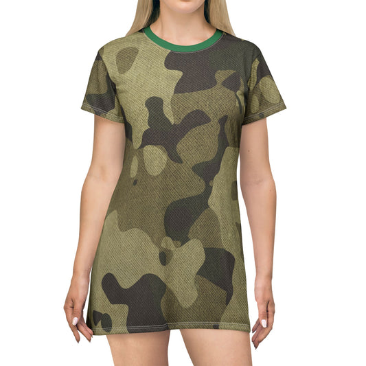 Camo T-Shirt Dress | Green Fabric Camouflage