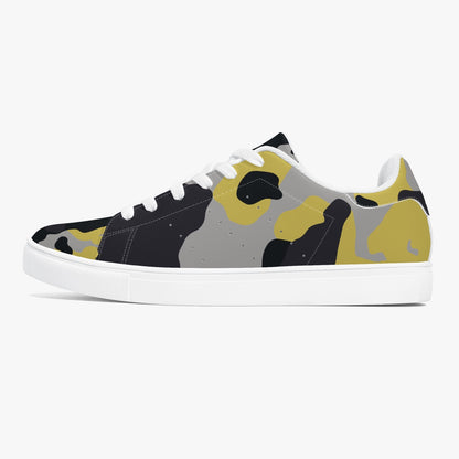 Camo Sneakers | Classic Low-Top Leather | Yellow, Black, & Silver