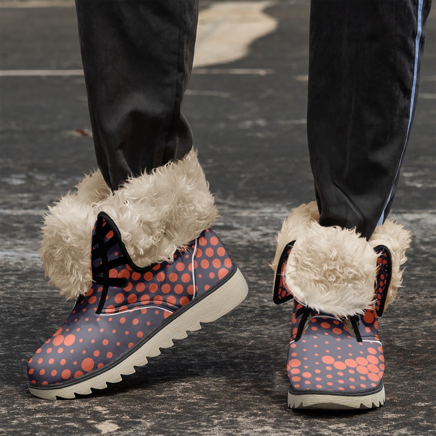 Camo Boots | Orange & Blue Digital Cotton-Pad Fur Lining