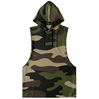 Sleeveless Hoodie | Classic Green Camouflage