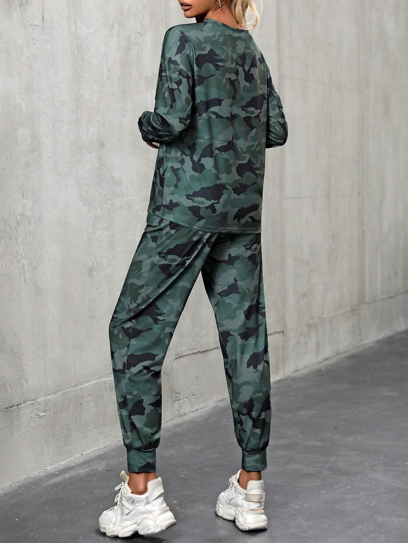 LUNE Camouflage Print Top and Pants Set