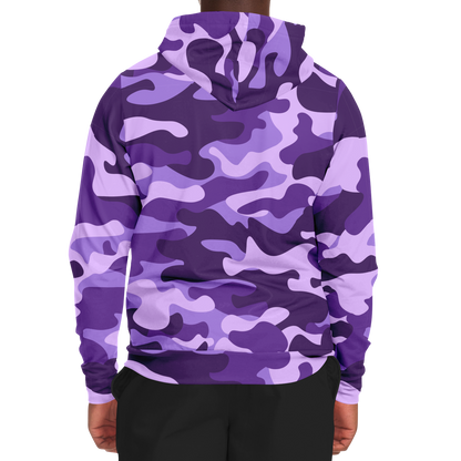 Zip-Up Hoodie | Purple, Blue, and Mauve Camouflage