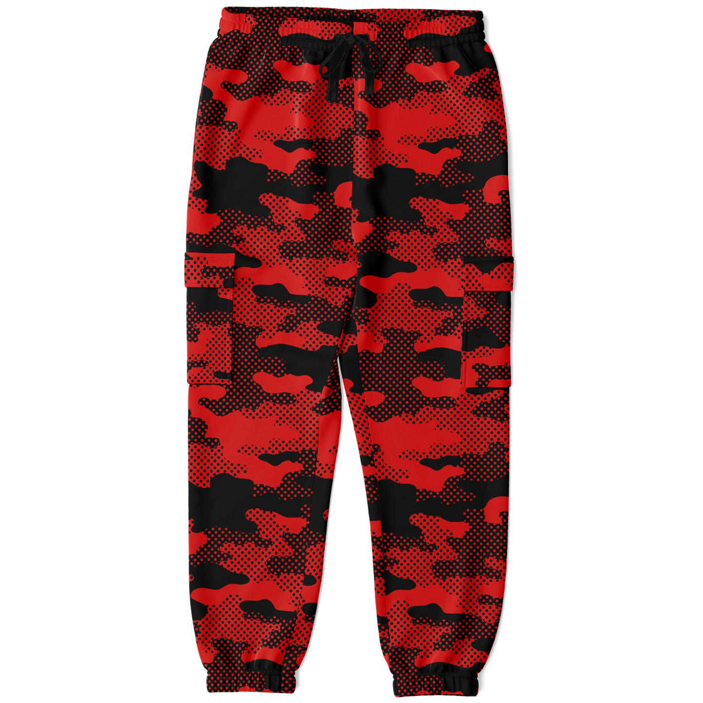 Black & Red Camo Cargo Pants | Pixel Camouflage | Unisex