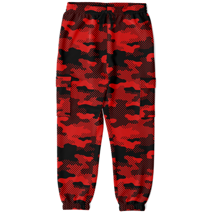 Black & Red Camo Cargo Pants | Pixel Camouflage | Unisex