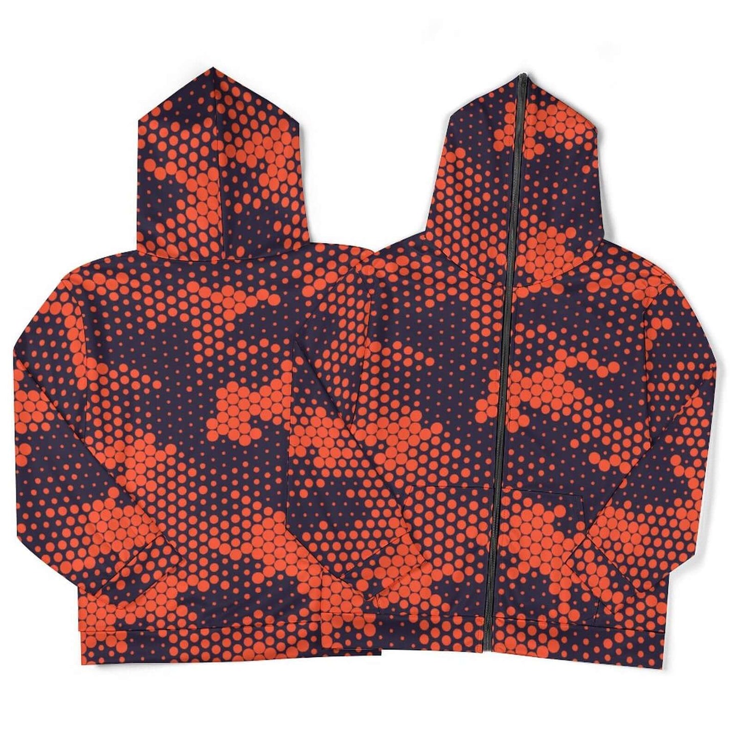 Zip up Camo Hoodie | Orange & Blue Digital Camouflage