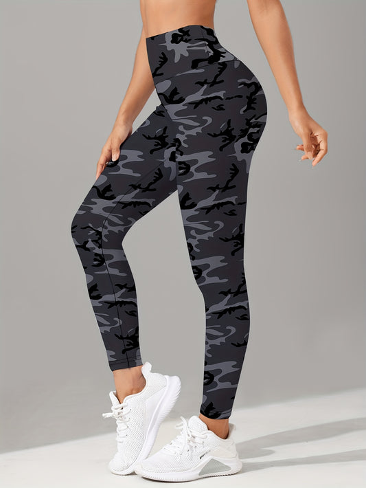 Leggings de yoga deportivos de cintura alta con estampado de camuflaje para mujer para otoño e invierno