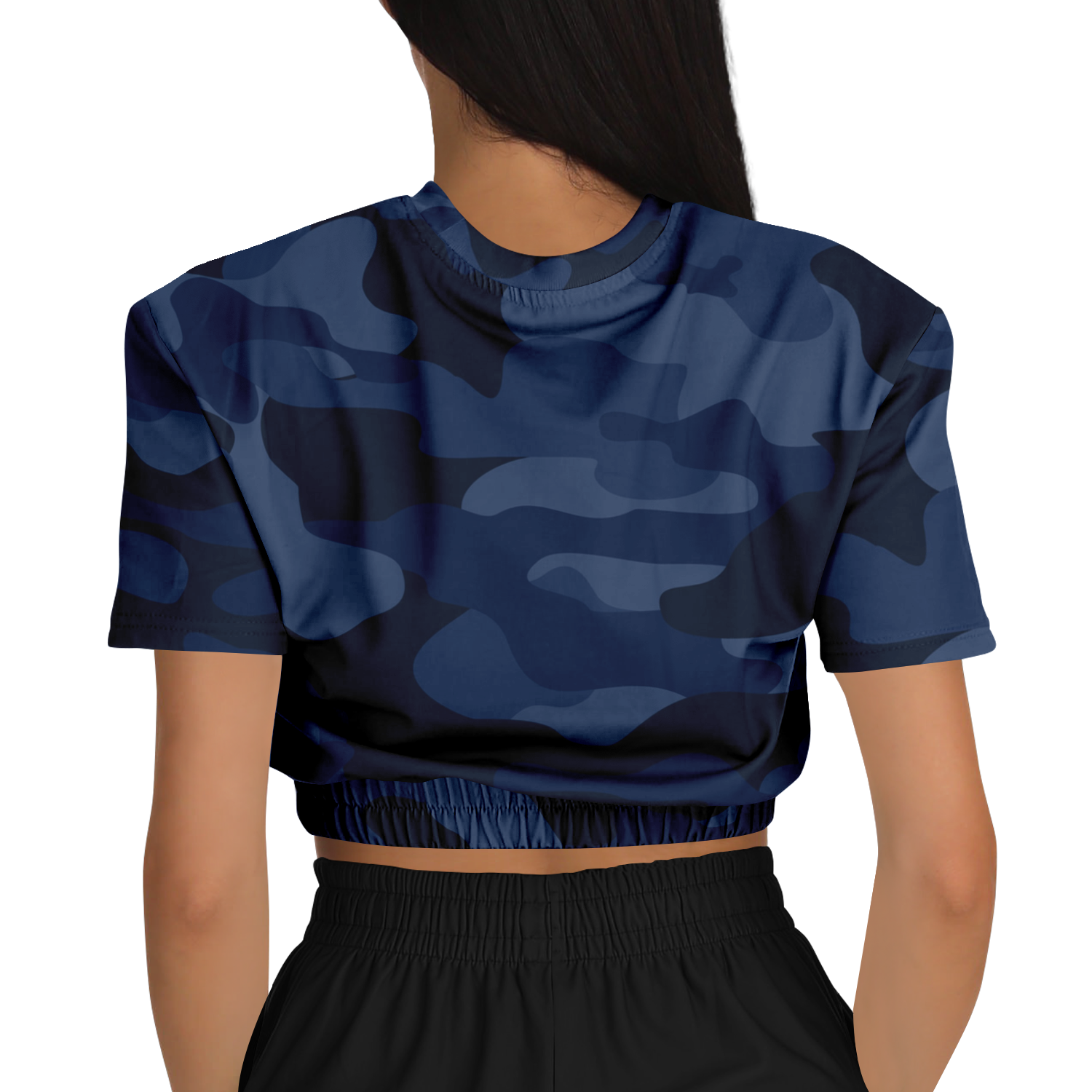 Camo Crop Top Sweatshirt | Deep Blue Camouflage