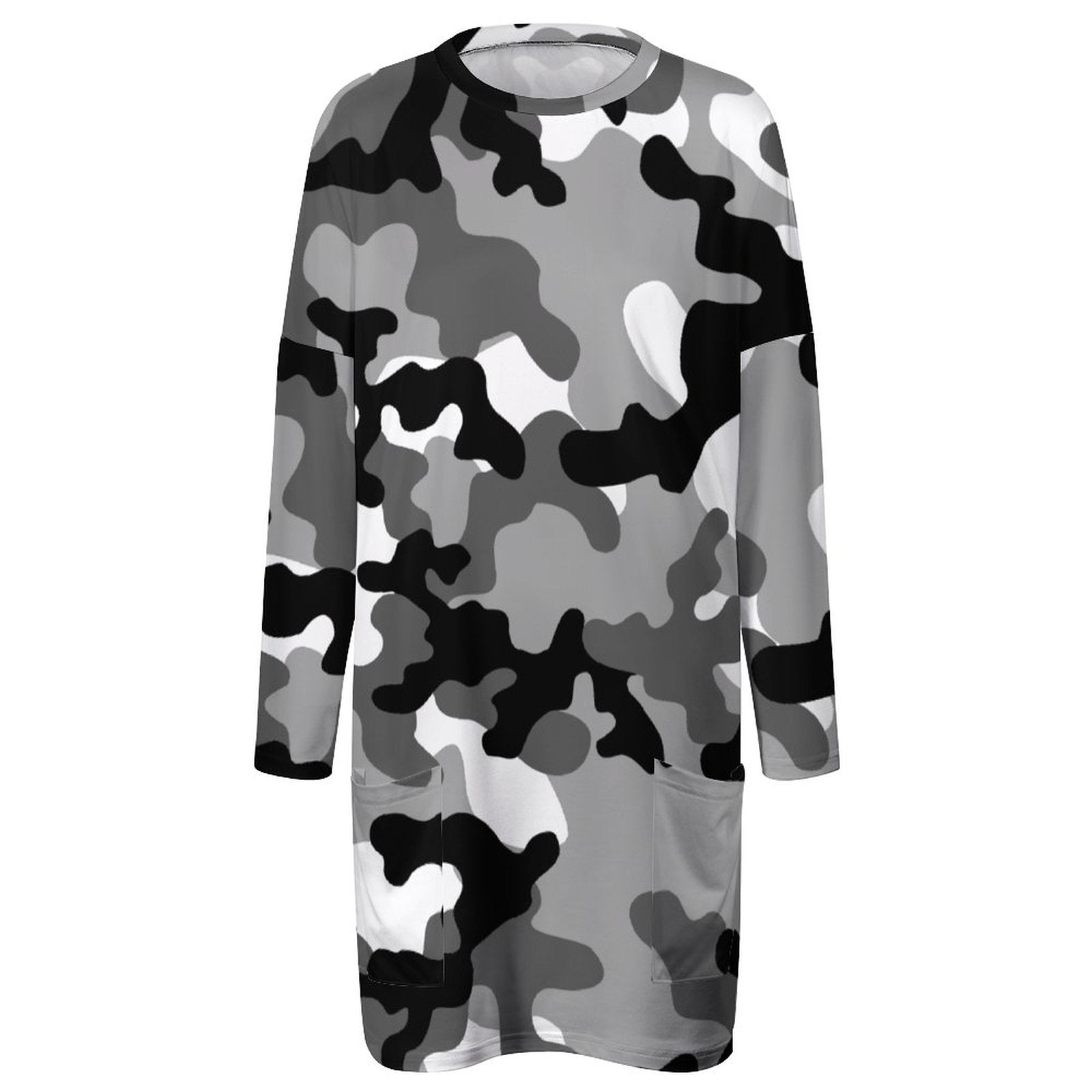 Camo Shirt | Loose Fit Long Sleeves | Black, White, & Gray