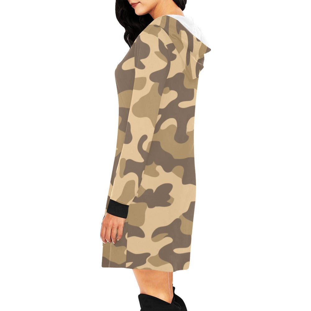 Camo Hoodie Dress | Khaki Camouflage