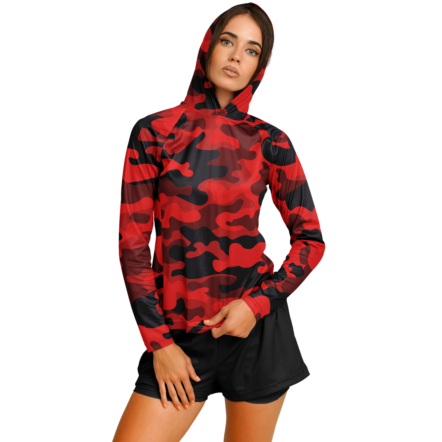 Long Sleeve Performance Shirt for Women | Red & Black Camo