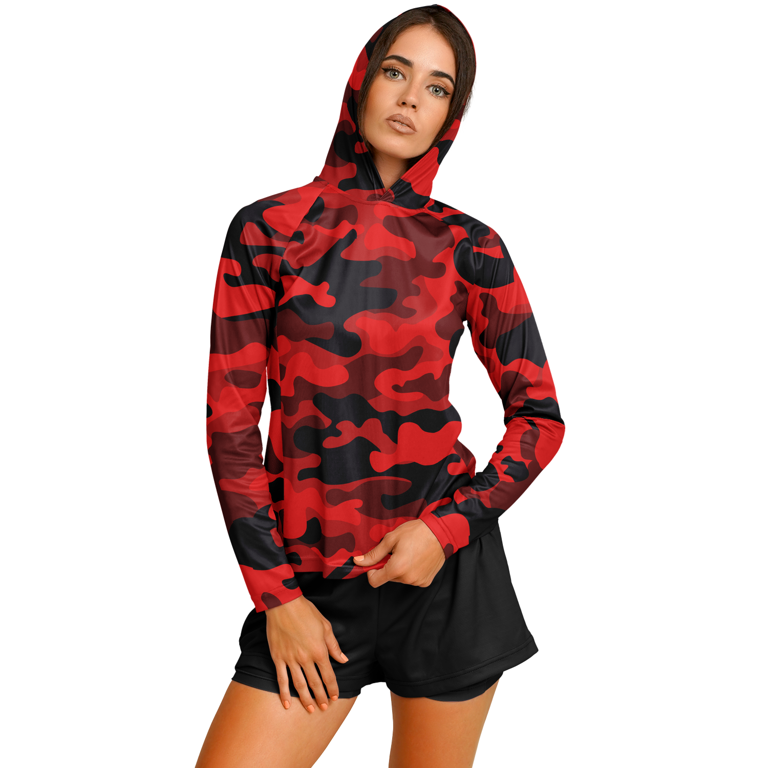 Long Sleeve Performance Shirt for Women | Red & Black Camo