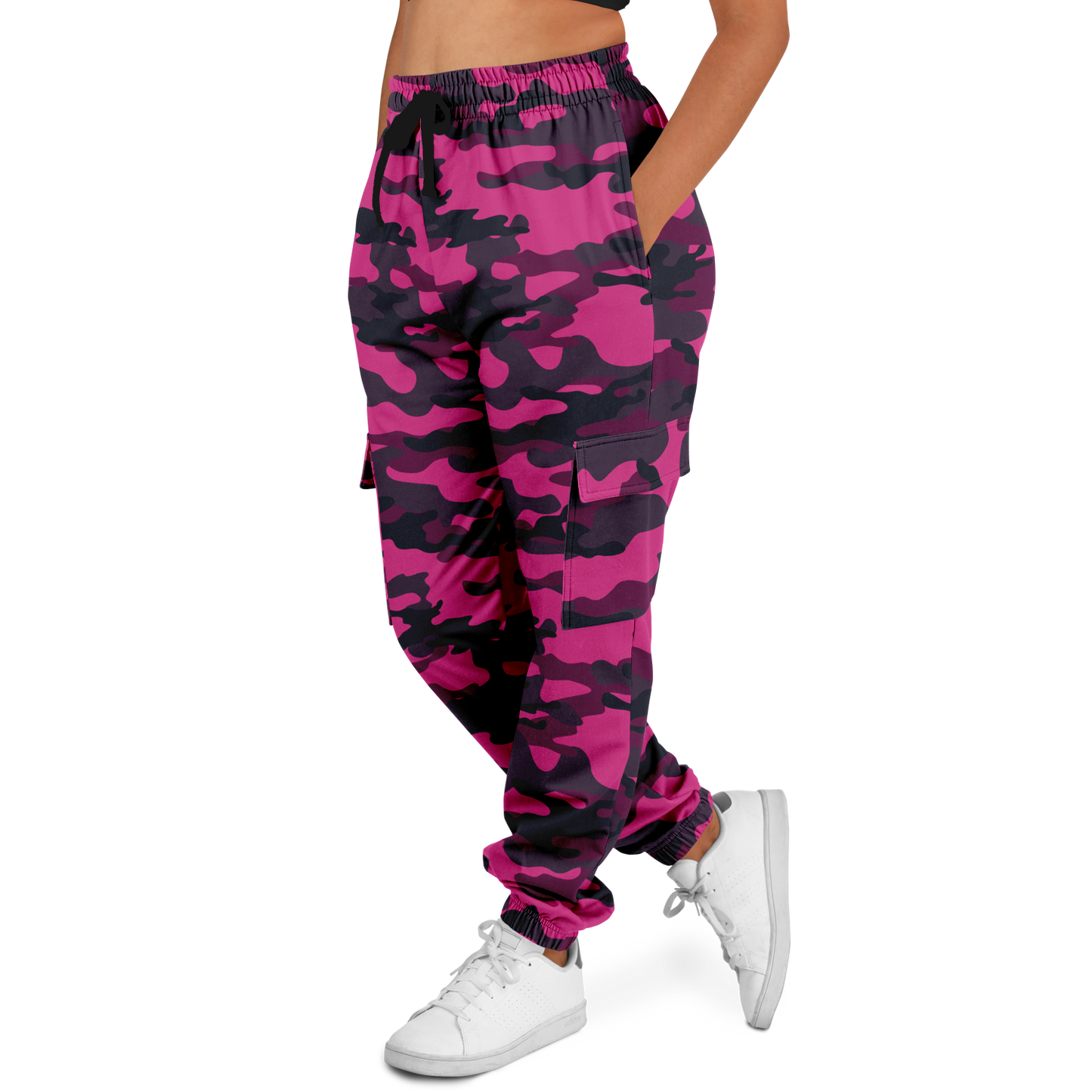 Pink Camo Cargo Pants | Onyx & Deep Blue Mixed Camouflage