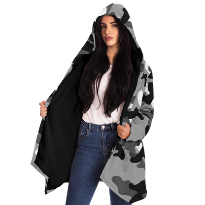 Camo Cloak | Black, White, & Gray Camouflage | Microfleece