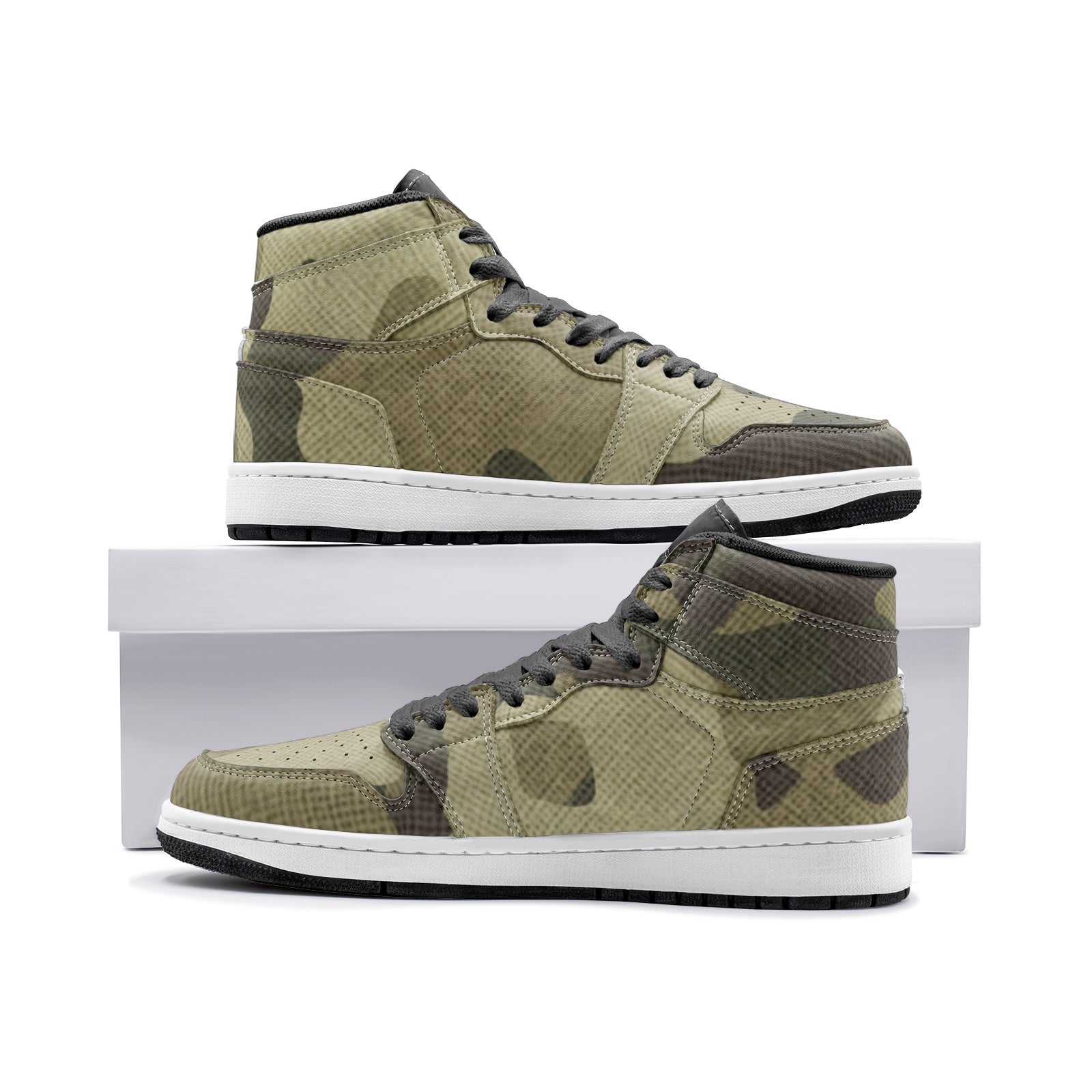 Camo Sneakers | High-Top | Green Fabric Camouflage