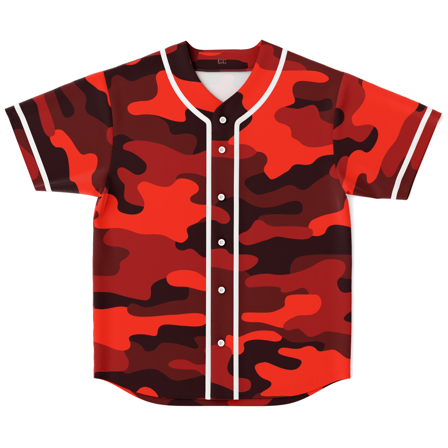 Camo Baseball Jersey | Scarlet Red & Black Camouflage