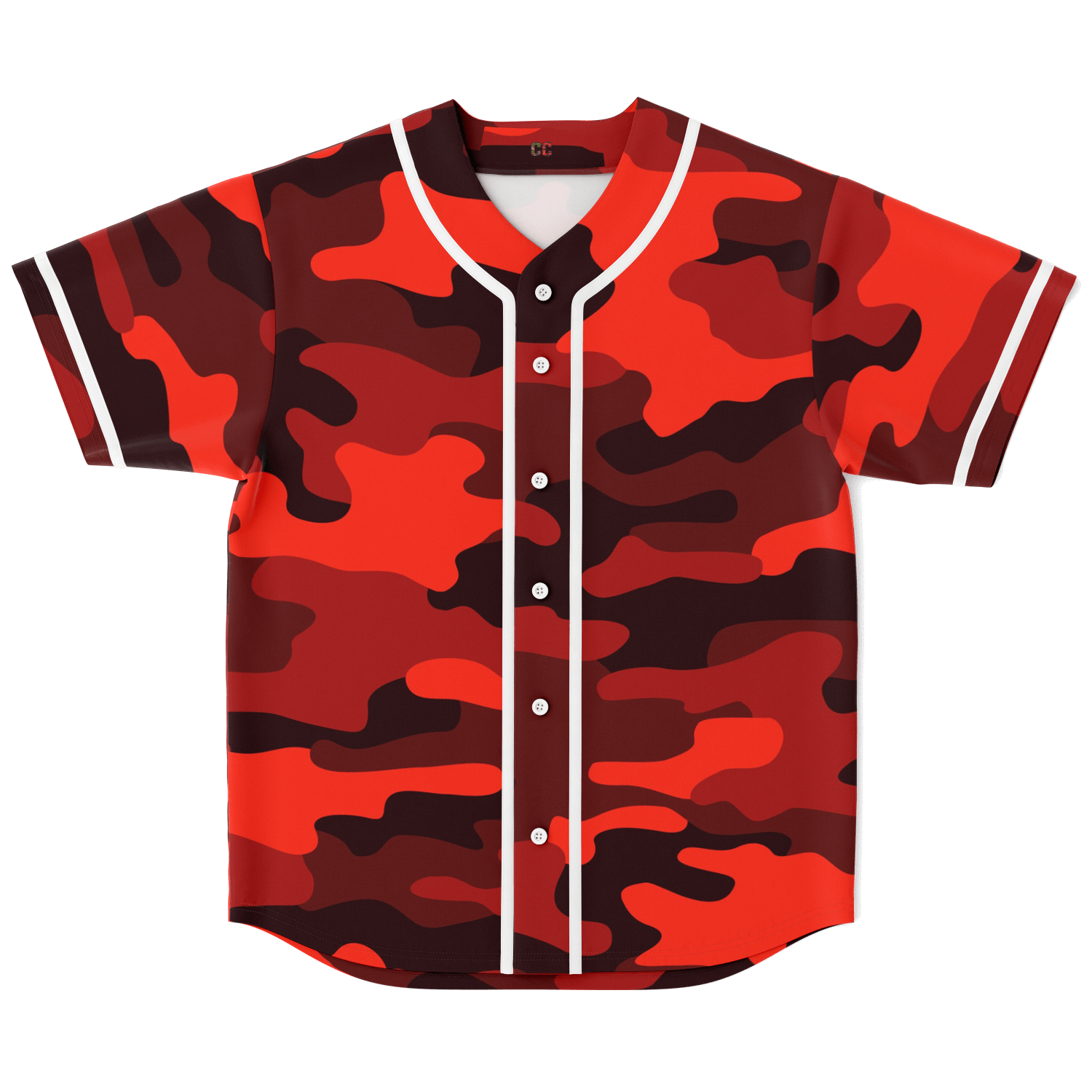 Camo Baseball Jersey | Scarlet Red & Black Camouflage