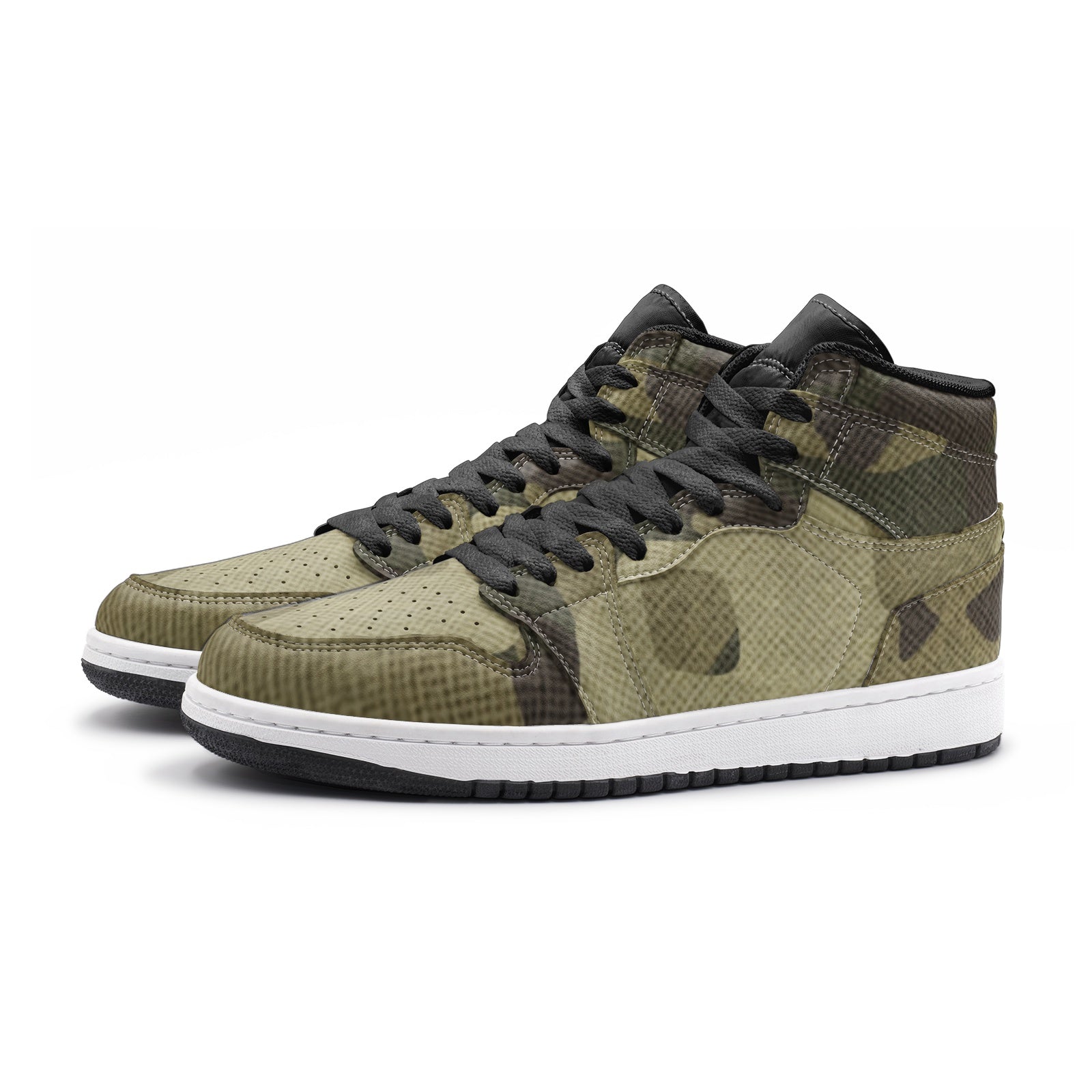 Camo Sneakers | High-Top | Green Fabric Camouflage