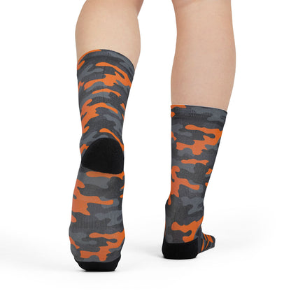 Camo Socks | Orange, Black, and Gray | Sublimation Crew