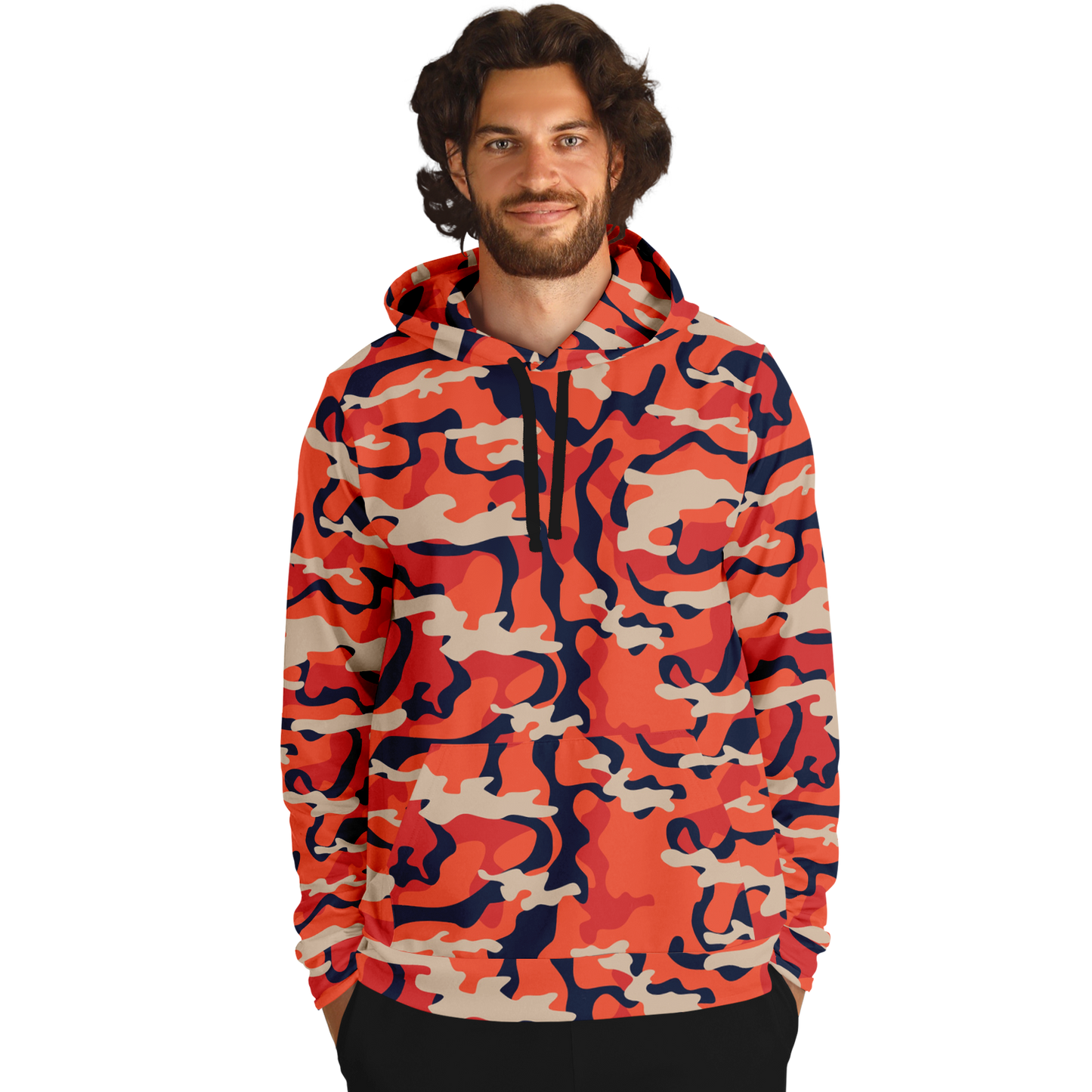 Camo Hoodie | Carmine Pink, Blue and Tan Camouflage