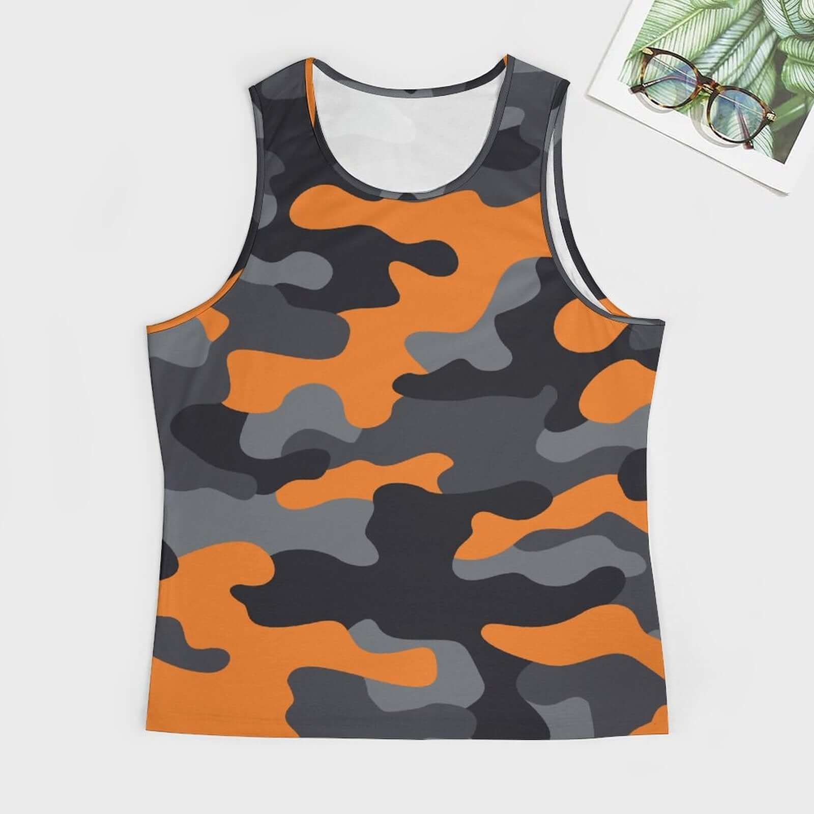 Camo Tank Top | Orange, Gray & Black