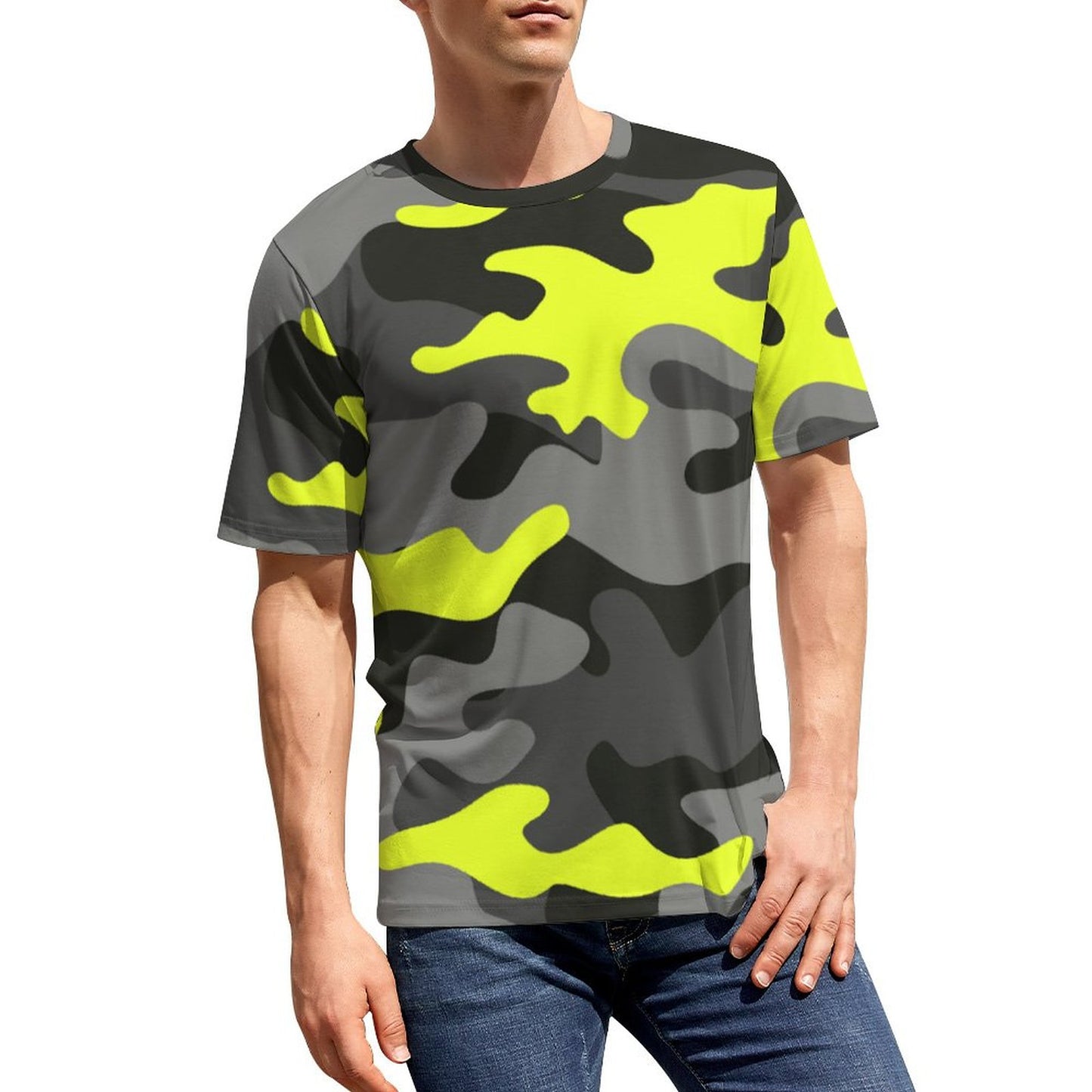 Camo Shirt | Black, Gray & Yellow Camouflage T