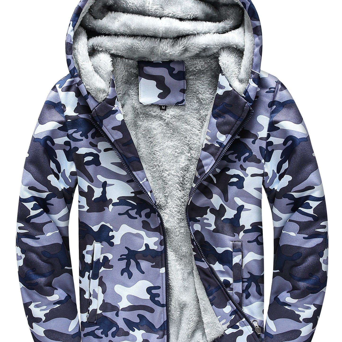 Men's Camo Fleece Jacket With Pockets | Zip Up, Long Sleeves