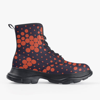 Chunky Boots | Leather in Orange & Blue Digital Camouflage