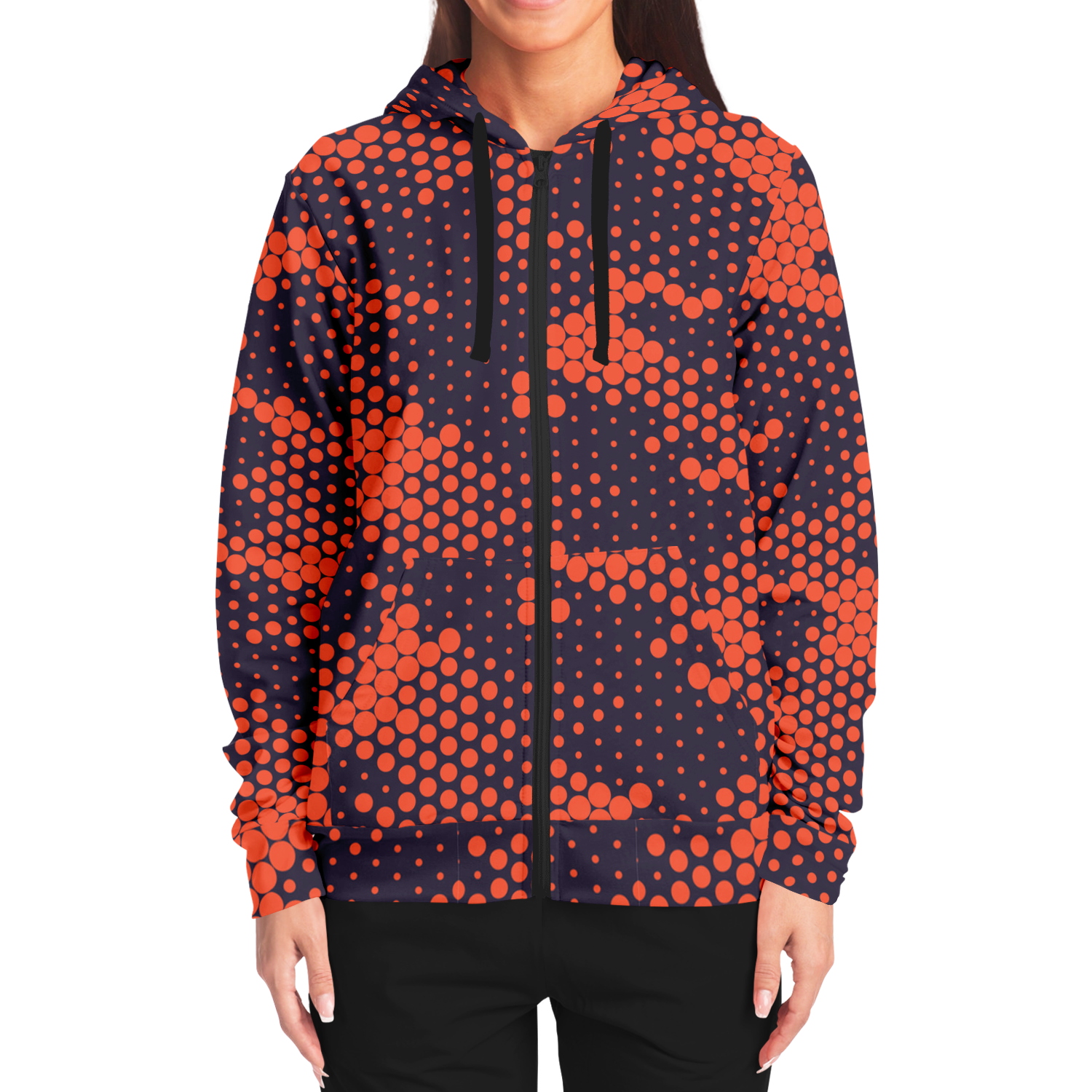 Zip-Up Hoodie | Orange & Blue Digital Camouflage