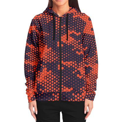 Zip-Up Hoodie | Orange & Blue Digital Camouflage