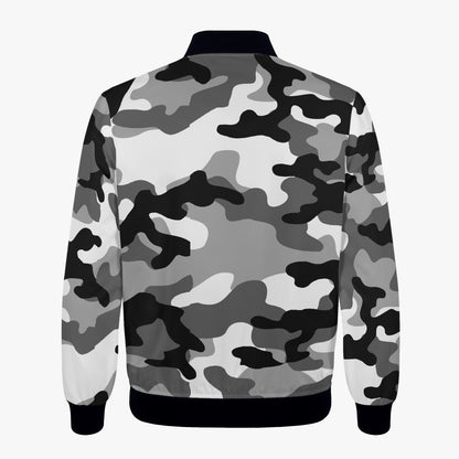 Women's Camo Bomber Jacket | Gray, Black and White