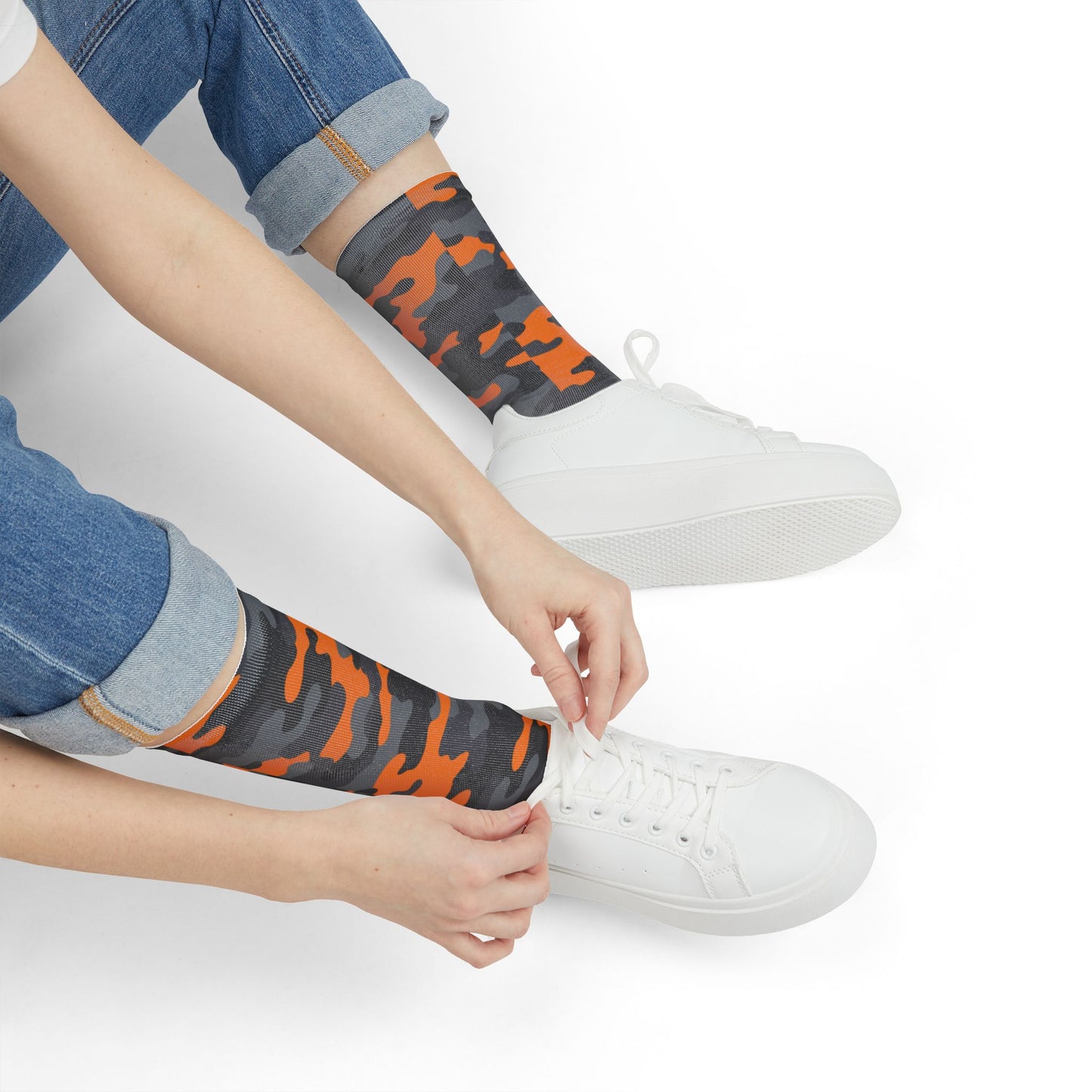 Camo Socks | Orange, Black, and Gray | Sublimation Crew