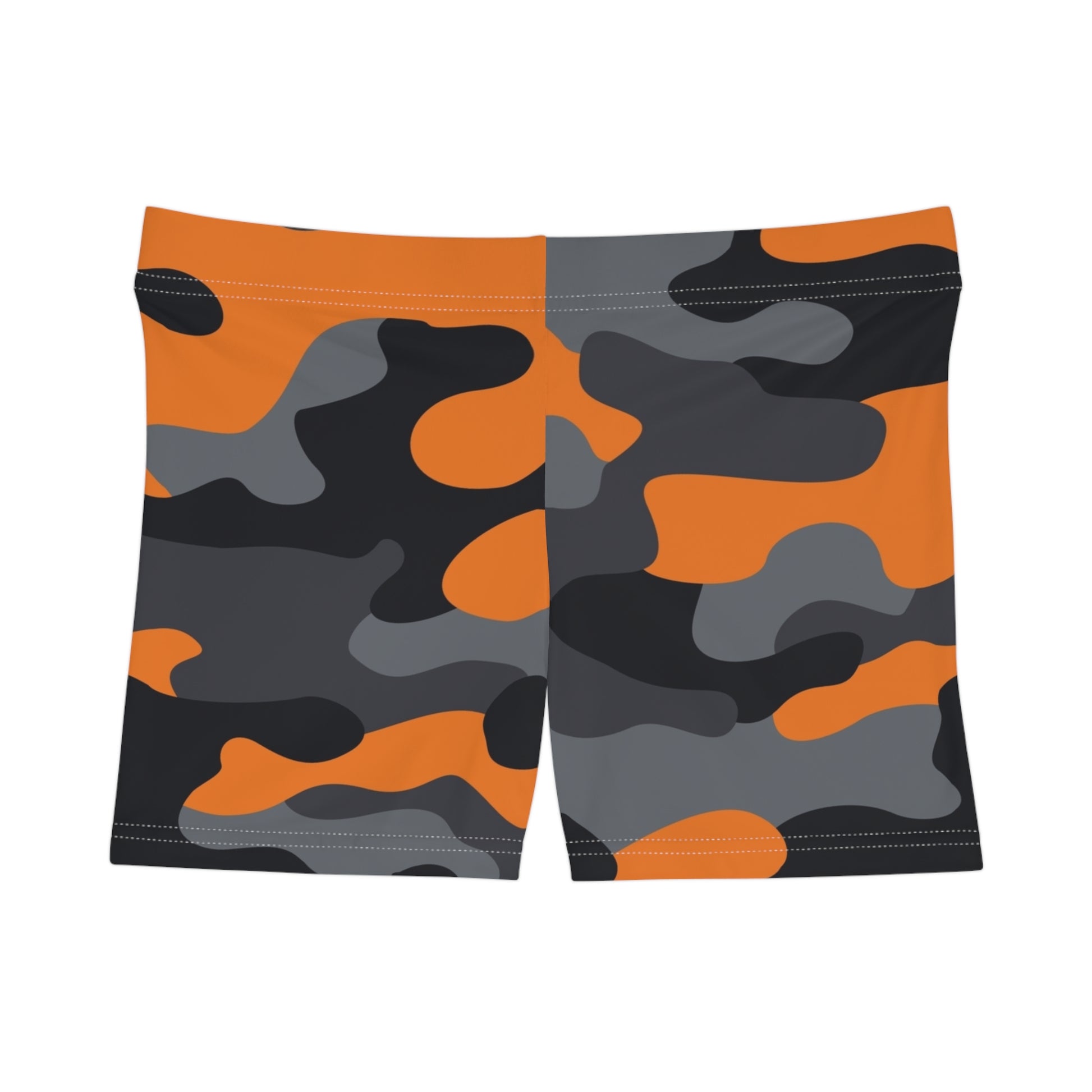 Women's Camo Shorts | Tight Fit | Orange, Black, and Gray