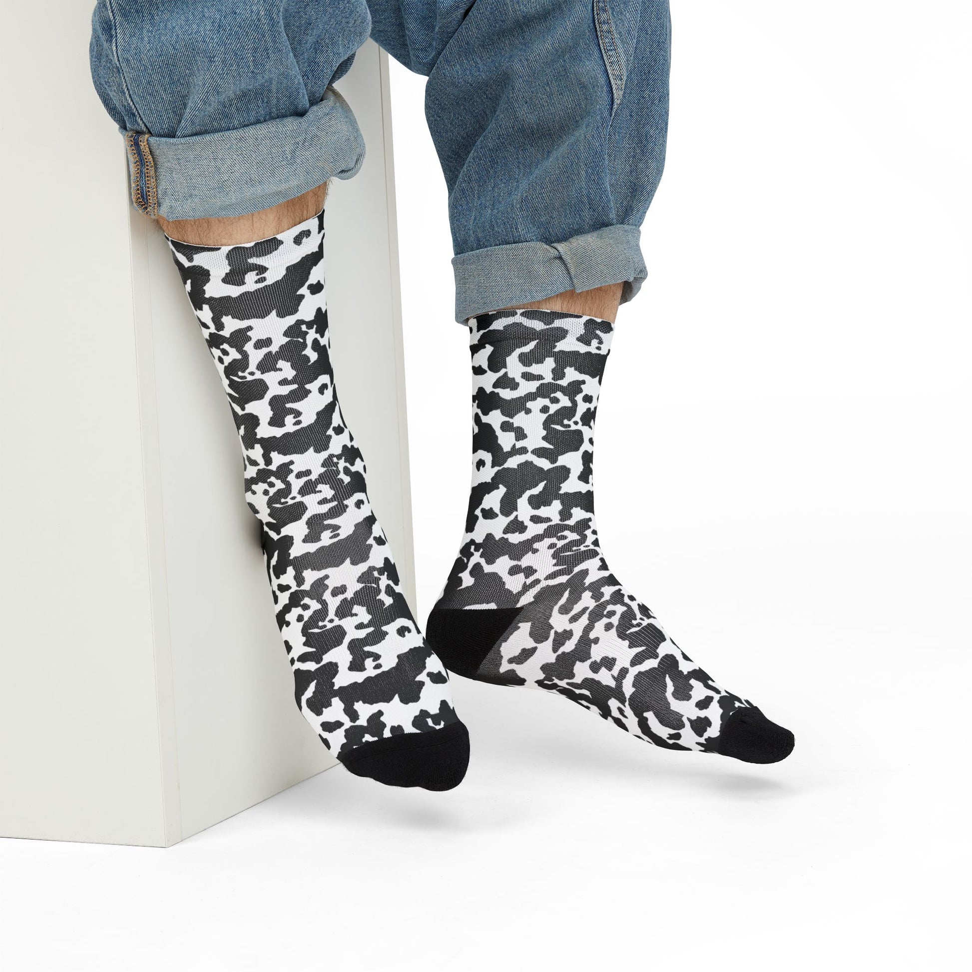 Camo Socks | Black & White | Sublimation Crew