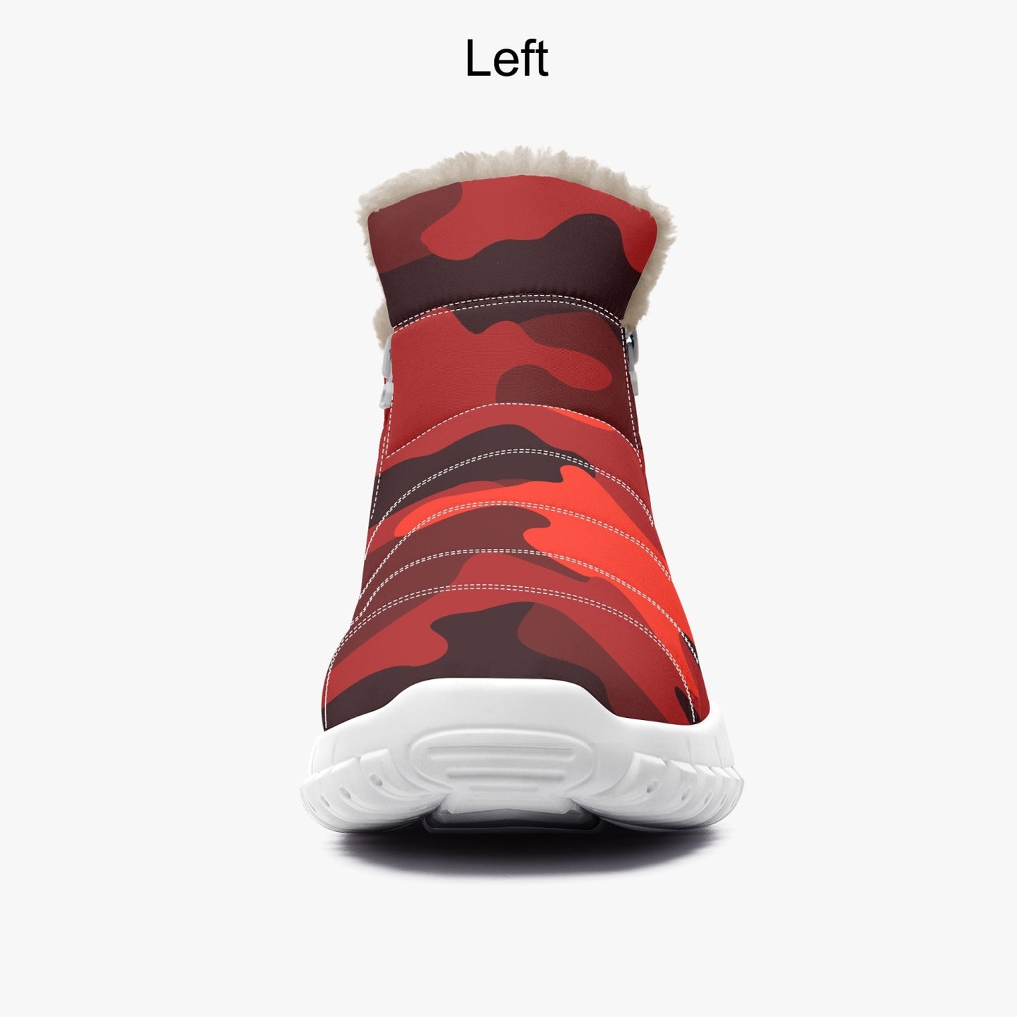 Camo Boots | Cotton-pad Fur Zipper Up | Scarlet Red & Black