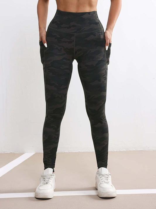 Women's High-Waisted Camo Print Yoga Pants | Stretchy Slim Fit Tummy Control