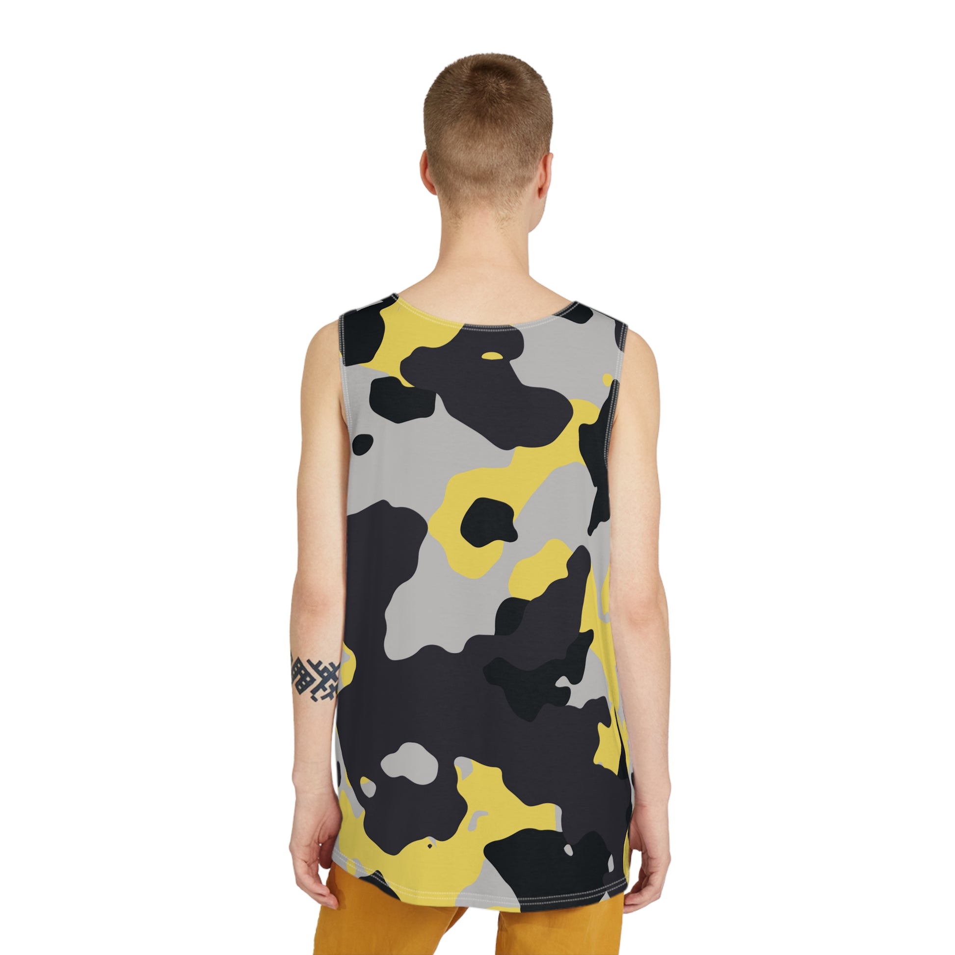 Men's Camo Tank Top | Black, Yellow, and Silver | Loose Fit